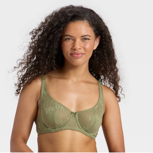Target Green Lace Unlined Balconette 34C Bra - Picture 5 of 11